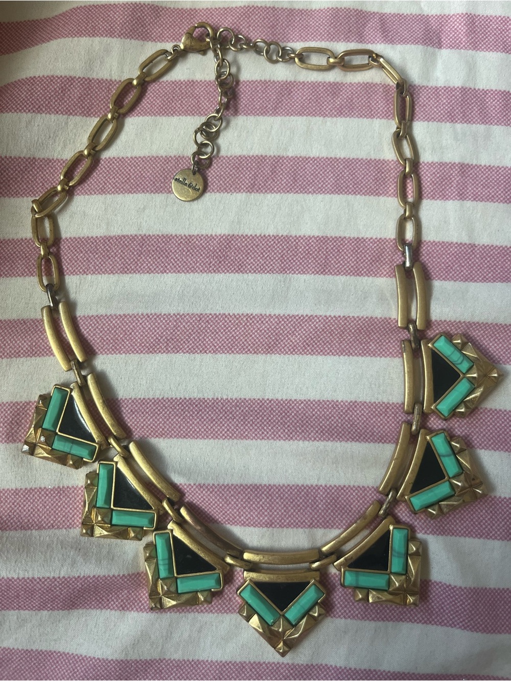Stella and Dot Gold-Tone Statement Necklace with Turquoise Inlay